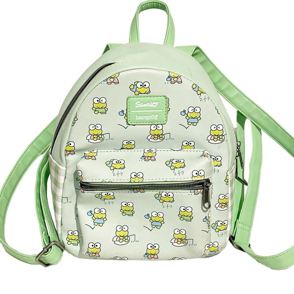 Loungefly Green Sanrio Hello Kitty Keroppi Plaid Mini Backpack Exclusive - Picture 1 of 5